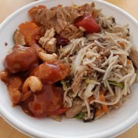 Sweets and sour chicken with Noodles at Root Vegetarian in Cairns