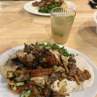 Jerusalem mix salad, ginger lemon drink   at Yababa in Brisbane