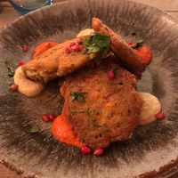 Courgette and sweetcorn fritters main course £16.95

 at Ego Mediterranean in Kenilworth