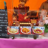 Menu and closeup at Wilmas Mini Pancakes in Berlin