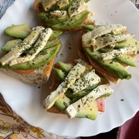 Toast with tomato, avocado, and tofu  at La Libre in Madrid