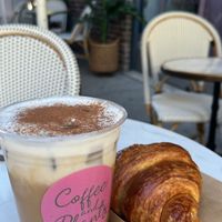 Iced pumpkin pie latte & croissant   at Coffee And Plants in Pasadena