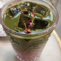 Pink matcha at Coffee And Plants in Pasadena