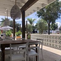 Outdoor seating overlooking central ave at Baba in St Petersburg