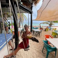 Enjoying the cool bar and atmosphere   at The Beached Bikini in Akumal