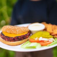 Hamburger at The Beached Bikini in Akumal