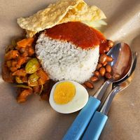 Sambal Petai Sotong Nasi Lemak from Fat Boy Vegetarian stall. at Restoran Greenhouse Garden 蔬境缘 in Johor Bahru