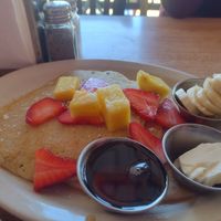 Pancakes with fruit at Sluggo's North Vegetarian Cafe in Chattanooga