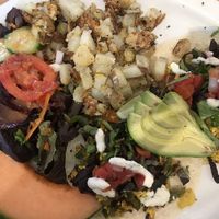 Brunch tacos with potatoes and salad at Sluggo's North Vegetarian Cafe in Chattanooga