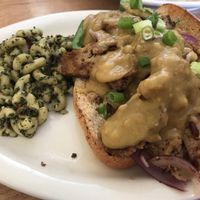 Philly seitan sub with pesto pasta salad at Sluggo's North Vegetarian Cafe in Chattanooga