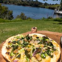 Brocolli, kale, red onion and vegan cheese at Plough & Feather in Kerikeri