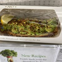 Mashed avocado on toast at Pret A Manger in South Mimms