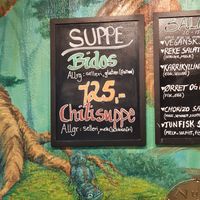 Chilli soup which can be veganised at Spiseriet Kafé in Tromsoe