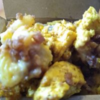 Breafast Mac with eggy tofu and bacon at PMA Foods in Syracuse