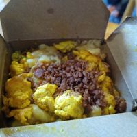 Breakfast Mac with eggy tofu and bacon at PMA Foods in Syracuse