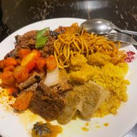 Hot items from the buffet line.   at Su Vegan Buffet in West London