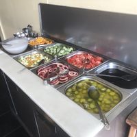 The salad bar  at Su Vegan Buffet in West London