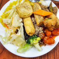 Under this was a mushroom and aubergine dish which was very nice. at Su Vegan Buffet in West London