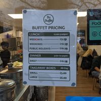 Current prices as of Nov 2024. at Su Vegan Buffet in West London