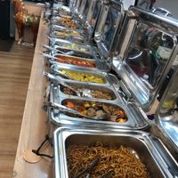 The hot buffet (not all of it!) at Su Vegan Buffet in West London