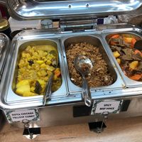 Yellow Chicekn curry, Mince Beef and something else! at Su Vegan Buffet in West London