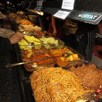 part of buffet at Su Vegan Buffet in West London