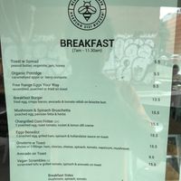 Menu at Bizzy Beans Cafe in Cremorne
