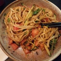 Veg*n dan dan after mixing - soaks up the sauce nicely! Extremely spicy has a fair kick to it! at Munchy Monk in Northbridge