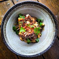 Vegan miso-caramel glazed eggplant at Hai Hai in Brisbane