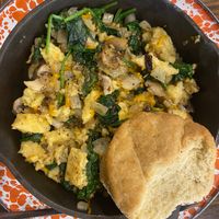 The Fun Guy - spinach, mushroom, onion, plant-based mozzarella, Just Egg. at ROOST in York