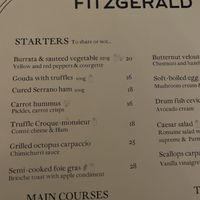 Menu   at Fitzgerald in Paris