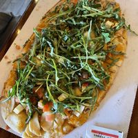 Vegan flatbread - small and expensive but tasty  at Ola Brew in Kailua Kona