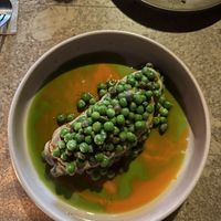 Sweet potato with marmite cream, peas and bell pepper rosemary oil 👍🏼  at Forest in Auckland