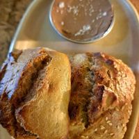 Warm Florets Bakery sourdough rolls, old wine butter  at Forest in Auckland