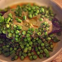 Smoked purple kumara, caper brine glaze, rosemary greens, Marmite cream, paprika  at Forest in Auckland