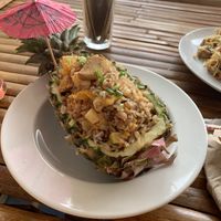 Stir-fried pineapple with cashews and tofu  at Kwan's Cookery in Koh Lanta