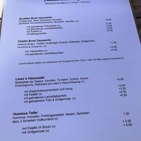 Hier die Larte für Euch. Für den Billigtofu 3€ - ein Witz! Grillgemüse = Zucchini sonst nichts  at Fräulein Liese in Aschaffenburg