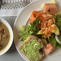 Salad, bread & soup  at Härmän Rati in Jaervenpaeae