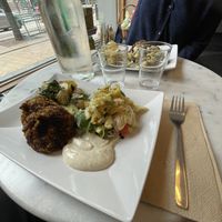 Linsenplätzli mit Kartoffelsalat   at Vegeriet in Helsingborg