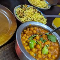 Chickpea curry and mushroom pilau   at Roti of Edinburgh in Edinburgh