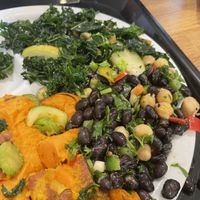 Sweet potato salad, bead salad, kale salad   at Sassool in Cary