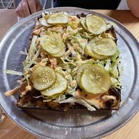 The Big Mack! Appreciate that they made the effort to put pickle slices on EACH piece!  at Grandma Bob's Pizza in Detroit