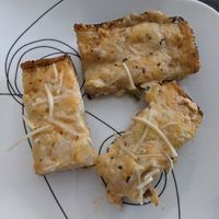 Vegan garlic cheese bread at Grandma Bob's Pizza in Detroit