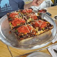 Deep Dish Vegan Supreme Pizza (no olives) at Grandma Bob's Pizza in Detroit
