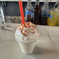 Boozy vegan shake  at Grandma Bob's Pizza in Detroit
