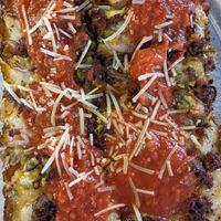 Sausage and pistachio (vegan) at Grandma Bob's Pizza in Detroit