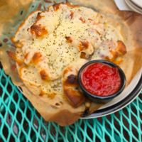 Garlic cheesy knots made vegan at SQZBX in Hot Springs