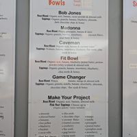 Menu at The Acai Project in San Luis Obispo