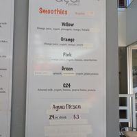 Menu at The Acai Project in San Luis Obispo