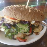 vegan sandwich with grilled vegetables and tofu  at Miss Island in Koh Muk